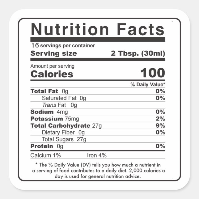 Etikett für Ahornsirup 2020 Editable Nutrition Fac Quadratischer Aufkleber (Vorderseite)