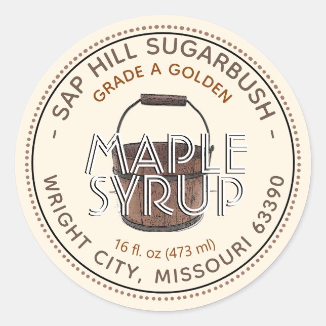 Etikett für Ahornsirup-Sap-Bucket Runder Aufkleber (Vorderseite)