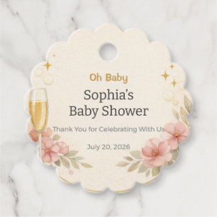 Etikett für Baby Shower Geschenke Champagner Kor Geschenkanhänger