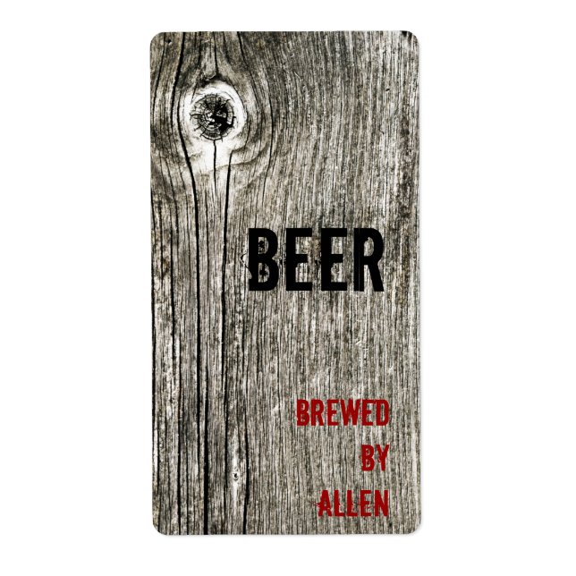 Etikett für Bierflaschen aus Holz (Vorne)