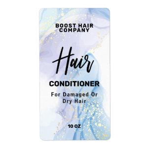 Etikett für blaue Conditioner mit Farbtinte