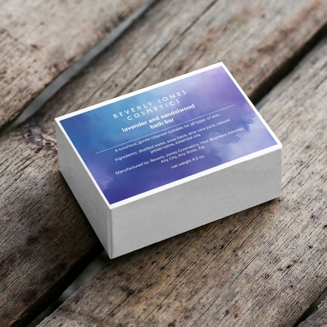 Etikett für blaue und Lila Wasserfarbseife (Von Creator hochgeladen)