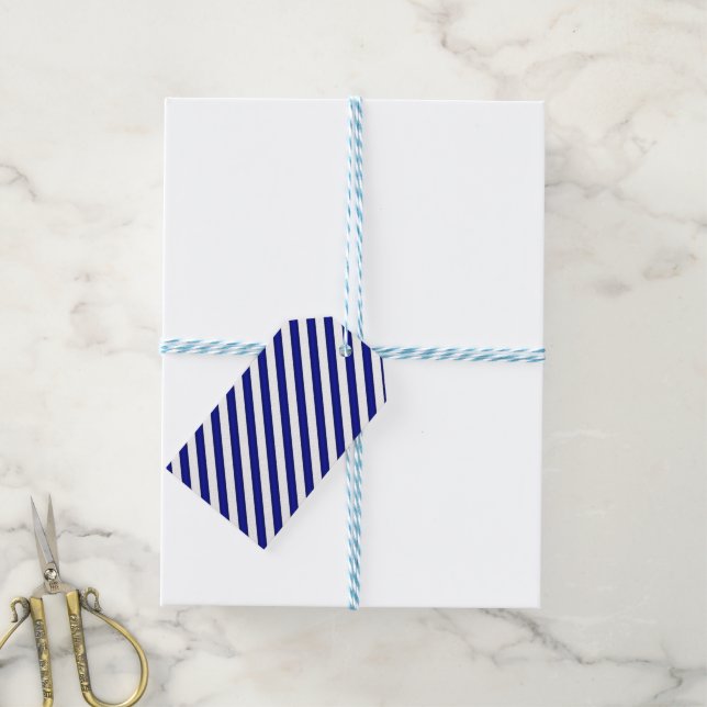 Etikett für blaue und weiße Streifen Geschenkanhänger (Mit Garn)