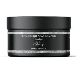 Etikett für Body Butter Glas Schwarzes Silber Glit