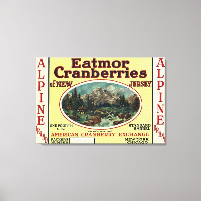 Etikett für Cranberries im Alpenraum Leinwanddruck (Vorderseite)