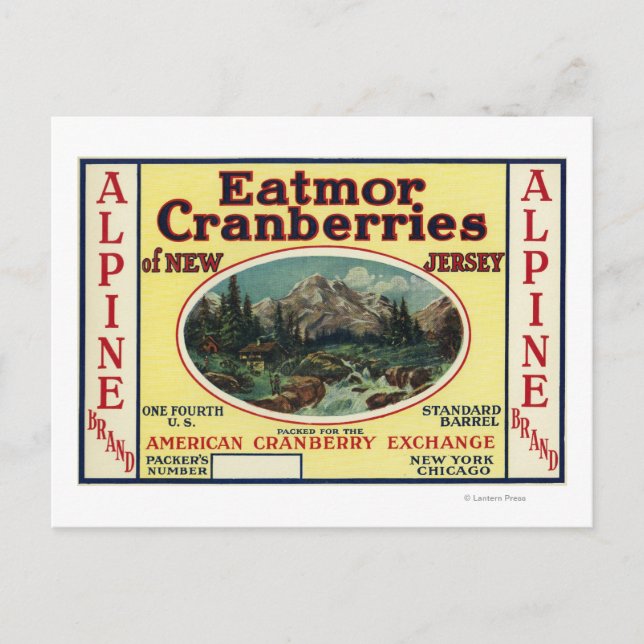 Etikett für Cranberries im Alpenraum Postkarte (Vorderseite)