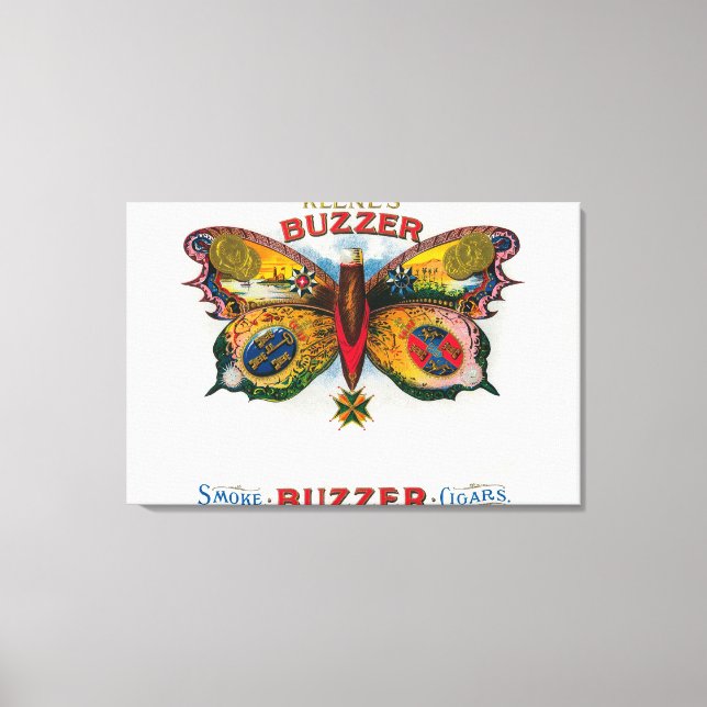 Etikett für das Buzzer-Zigarrenfeld Leinwanddruck (Vorderseite)