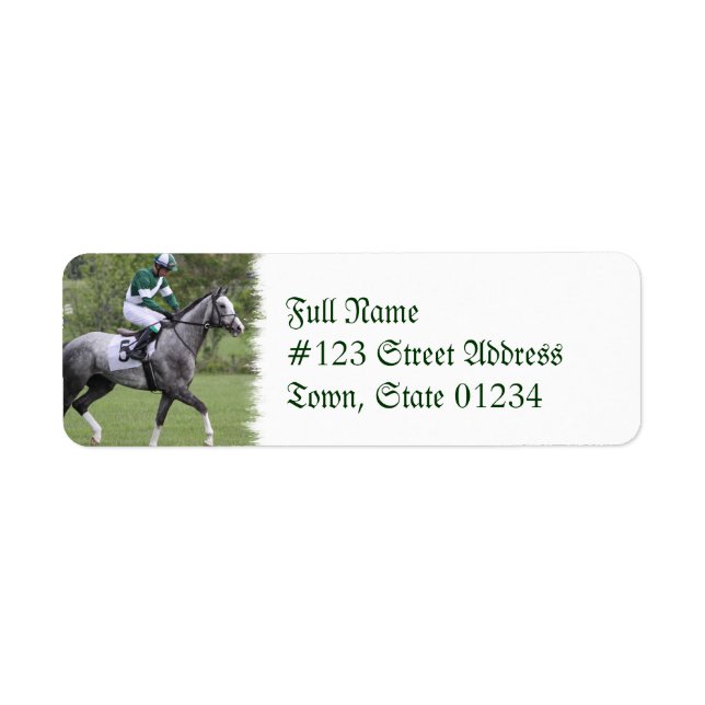 Etikett für das geapplte graue Race Horse (Vorne)