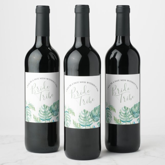 Etikett für das tropische Leaf-Bridesmaid-Label (Flaschen)