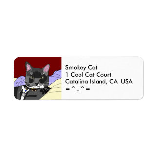 Etikett für die Adresse der Smokey-Katze