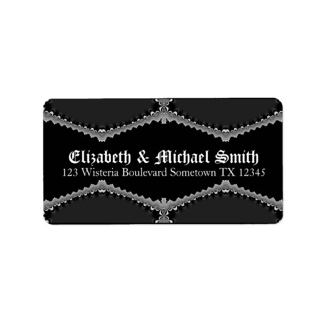 Etikett für die Aufkleber für die schwarze Satin-S Adressaufkleber (Vorne)