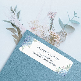 Etikett für die Blaue Hydrangea-Rückadresse