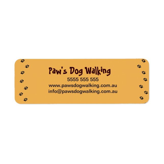 Etikett für die Druckadresse von Dog Paw (Vorne)