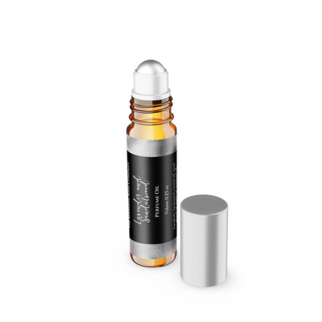 Etikett für die Duftwalze in Schwarz und Silberfol (Von Creator hochgeladen)