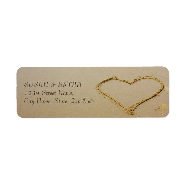 Etikett für die Hochzeitadresse am Strand (Vorne)