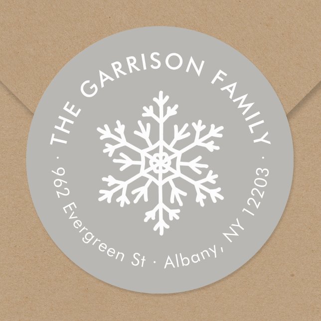 Etikett für die Rücksendeadresse des grauen Winter Runder Aufkleber (Von Creator hochgeladen)