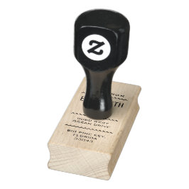 Etikett für die Rücksendeadresse eines typografisc Gummistempel