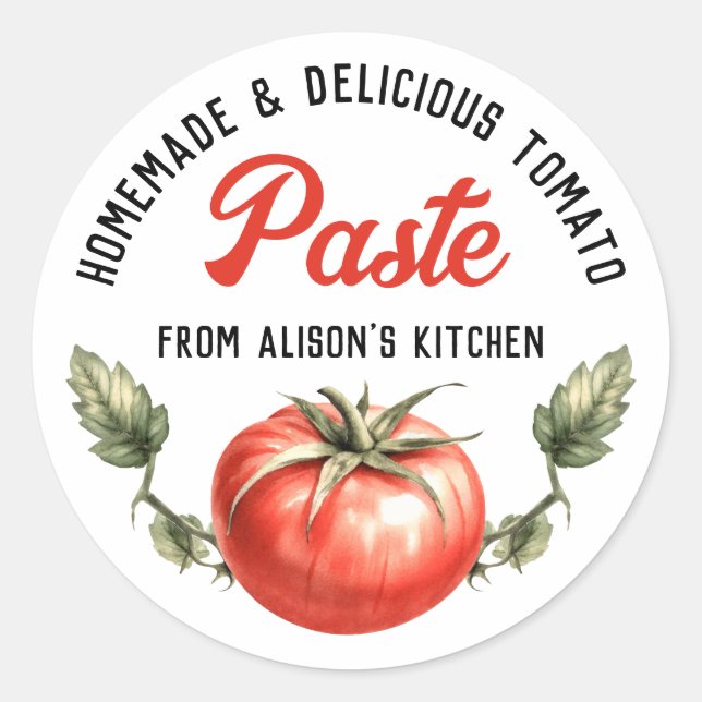 Etikett für die Tomatenpaste mit benutzerdefiniert Runder Aufkleber (Vorderseite)