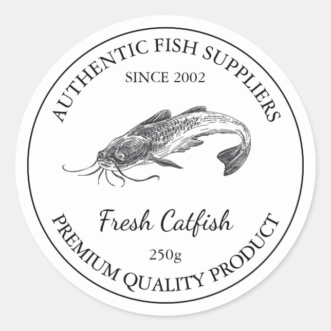 Etikett für die Verpackung von frischem Fisch Runder Aufkleber (Vorderseite)