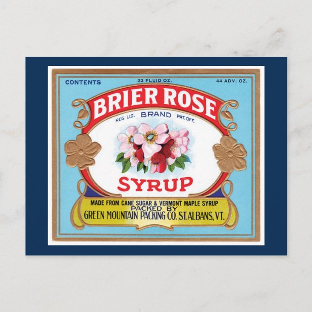 Etikett für die Vintage Rose Postkarte (Vorderseite)