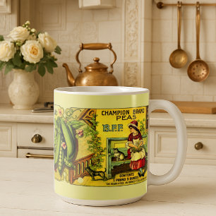 Etikett für Dosen-Erbsen aus der viktorianischen Ä Kaffeetasse