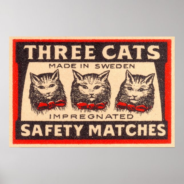 Etikett für drei Katzen - Sicherheitsmatten Poster (Vorne)