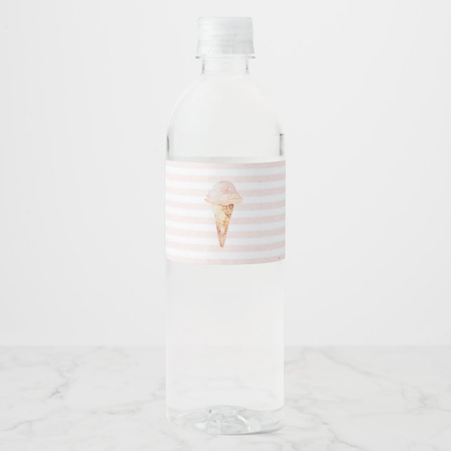 Etikett für Eiscreme mit Wasserflasche (8" x 2,125 (Vorderseite)