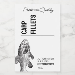 Etikett für Fischfilets aus Karpfen