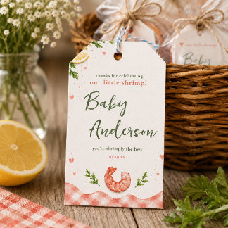 Etikett für Garnelen auf der Bar-B-Baby-Party-Gesc Geschenkanhänger