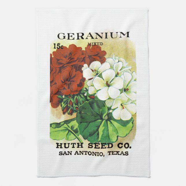 Etikett für Geranium-Saatgut Geschirrtuch (Vertikal)