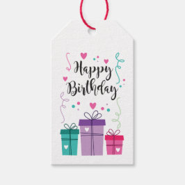 Etikett für Geschenk Happy Birthday Geschenkanhänger