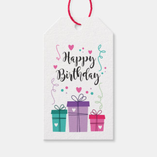 Etikett für Geschenk Happy Birthday Geschenkanhänger