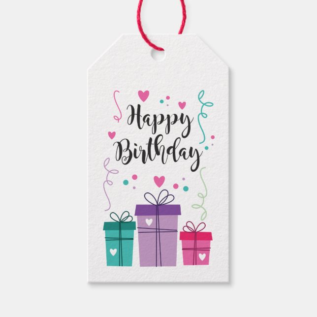 Etikett für Geschenk Happy Birthday Geschenkanhänger (Vorderseite)