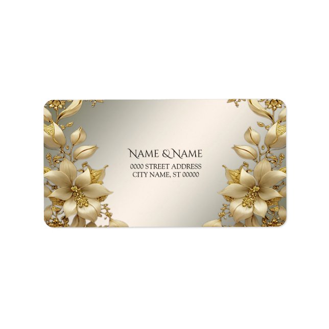 Etikett für goldene Flora Adressaufkleber (Vorne)