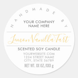 Etikett für handgefertigte Kerzen oder Soap Lemon  Runder Aufkleber