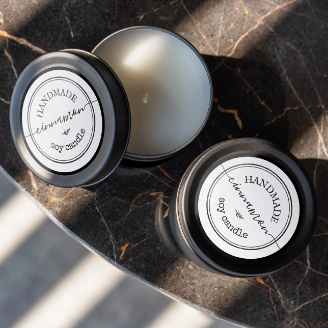 Etikett für Handmade-Produkte mit schwarzer Umrand Runder Aufkleber (Von Creator hochgeladen)