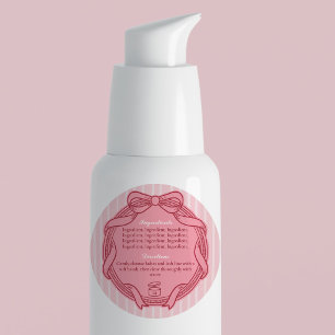 Etikett für Inhaltsstoffe und Anweisungen mit rosa Runder Aufkleber