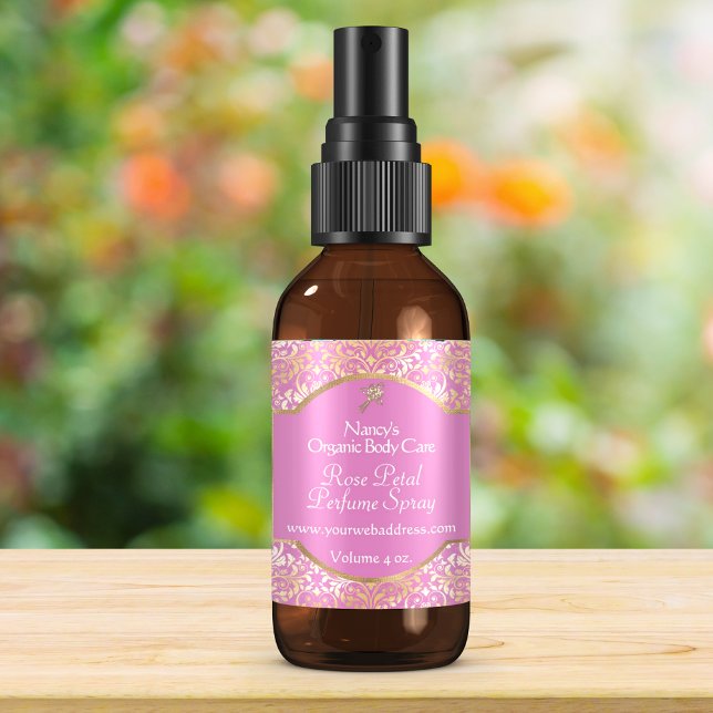 Etikett für Kosmetikartikel mit rosa und goldfarbe Quadratischer Aufkleber (Von Creator hochgeladen)