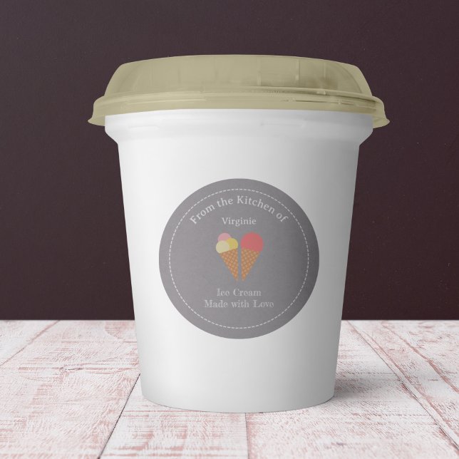 Etikett für Kraft- und Rustikaleis Runder Aufkleber (Kraft & Rustic Ice Cream Label Sticker)