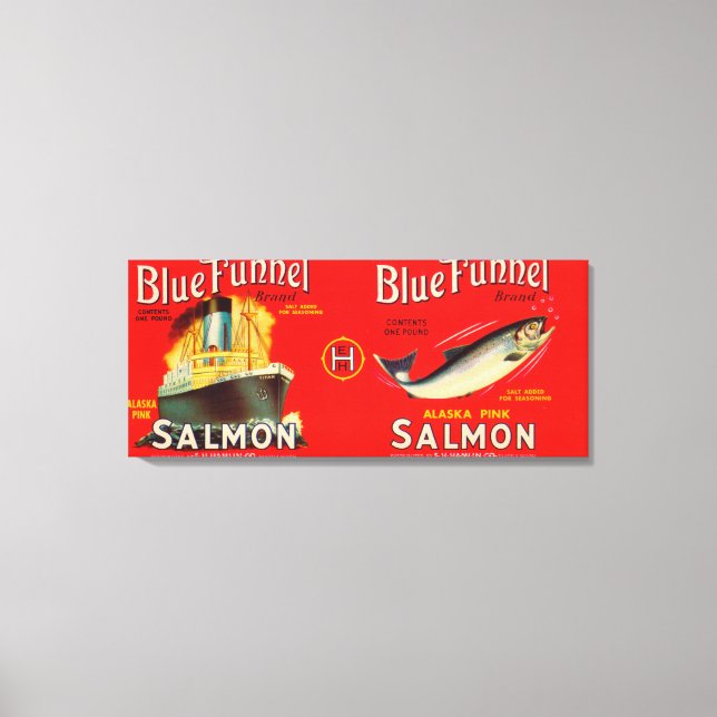 Etikett für Lachs mit blauem Fleck - Seattle, WA Leinwanddruck (Vorderseite)