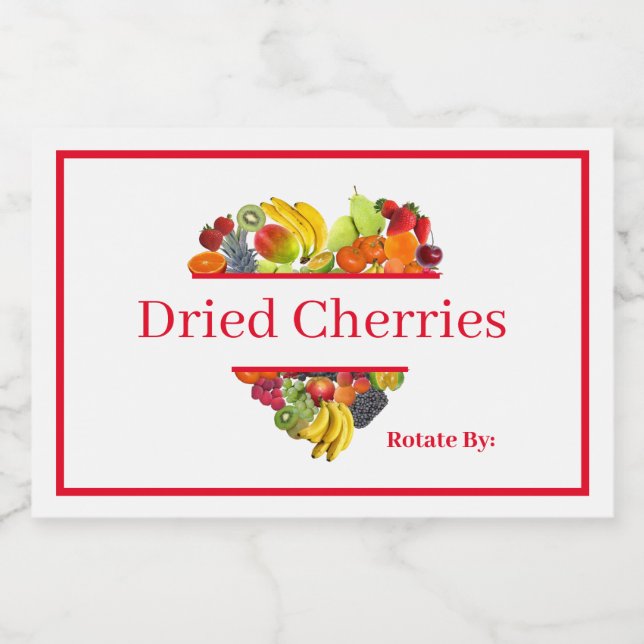 Etikett für Lebensmittelbehälterbehälter, getrockn (Einzelnes Label)