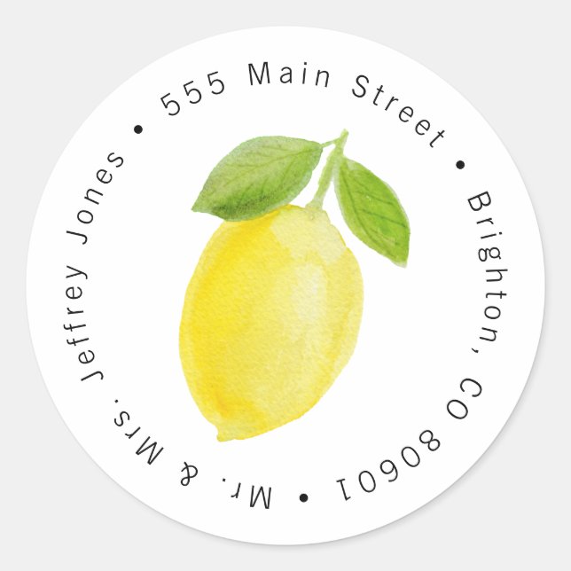Etikett für Lemon-Adresse Runder Aufkleber (Vorderseite)