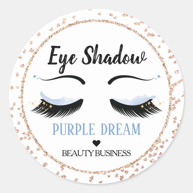 Etikett für lila Augshadow-Glitzer-Lashes Runder Aufkleber (Vorderseite)