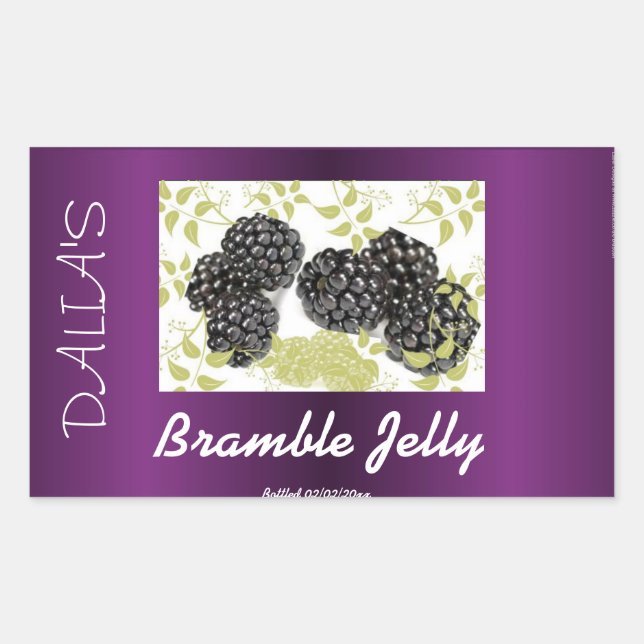 Etikett für lila BlackBerry-Marmelade Rechteckiger Aufkleber (Vorderseite)