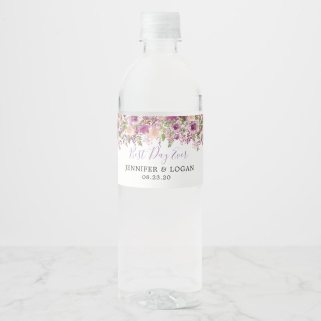 Etikett für Lila Blumenflora Hochwasser Flasche (Vorderseite)