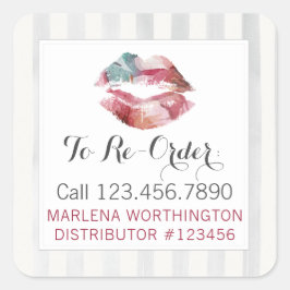 Etikett für Lipstick-Distributor Wasserfarbe Lip f Quadratischer Aufkleber