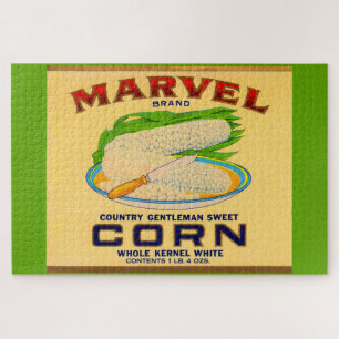 Etikett für Marvel-Dosen aus Mais aus den 1930ern