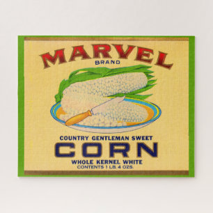 Etikett für Marvel-Dosen aus Mais aus den 1930ern