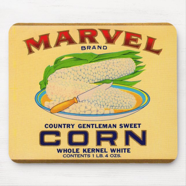 Etikett für Marvel-Dosen aus Mais aus den 1930ern Mousepad (Vorne)