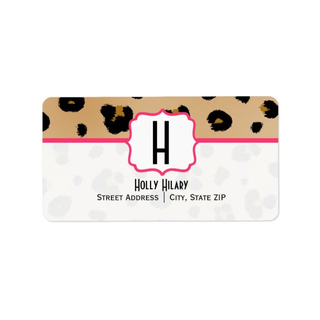 Etikett für Monogramm-Adresse - Leopard-Druck Adressaufkleber (Vorne)